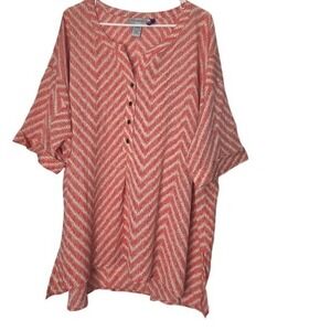Catherines Popover Short Sleeve Top 3x (26/28) Womens Petite Plus Size V Neck